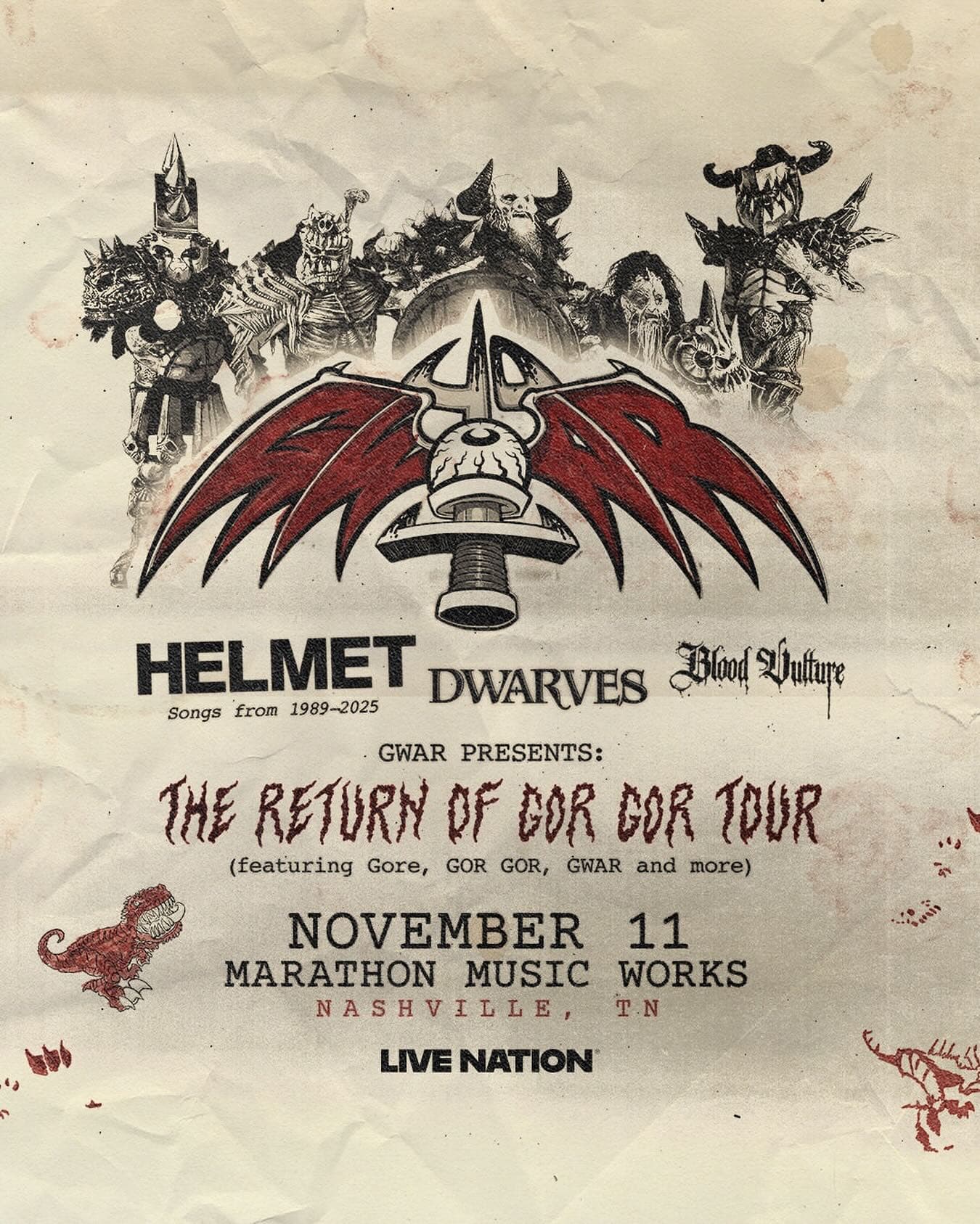GWAR //  Helmet // The Dwarves // Blood Vulture – The Return of GOR GOR