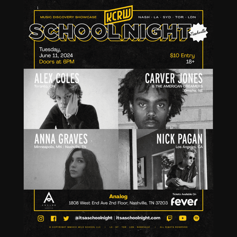 School Night featuring Alex Coles, Anna Graves, Carver Jones, and Nick Pagan